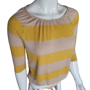 size XS petite mustard and tan striped top